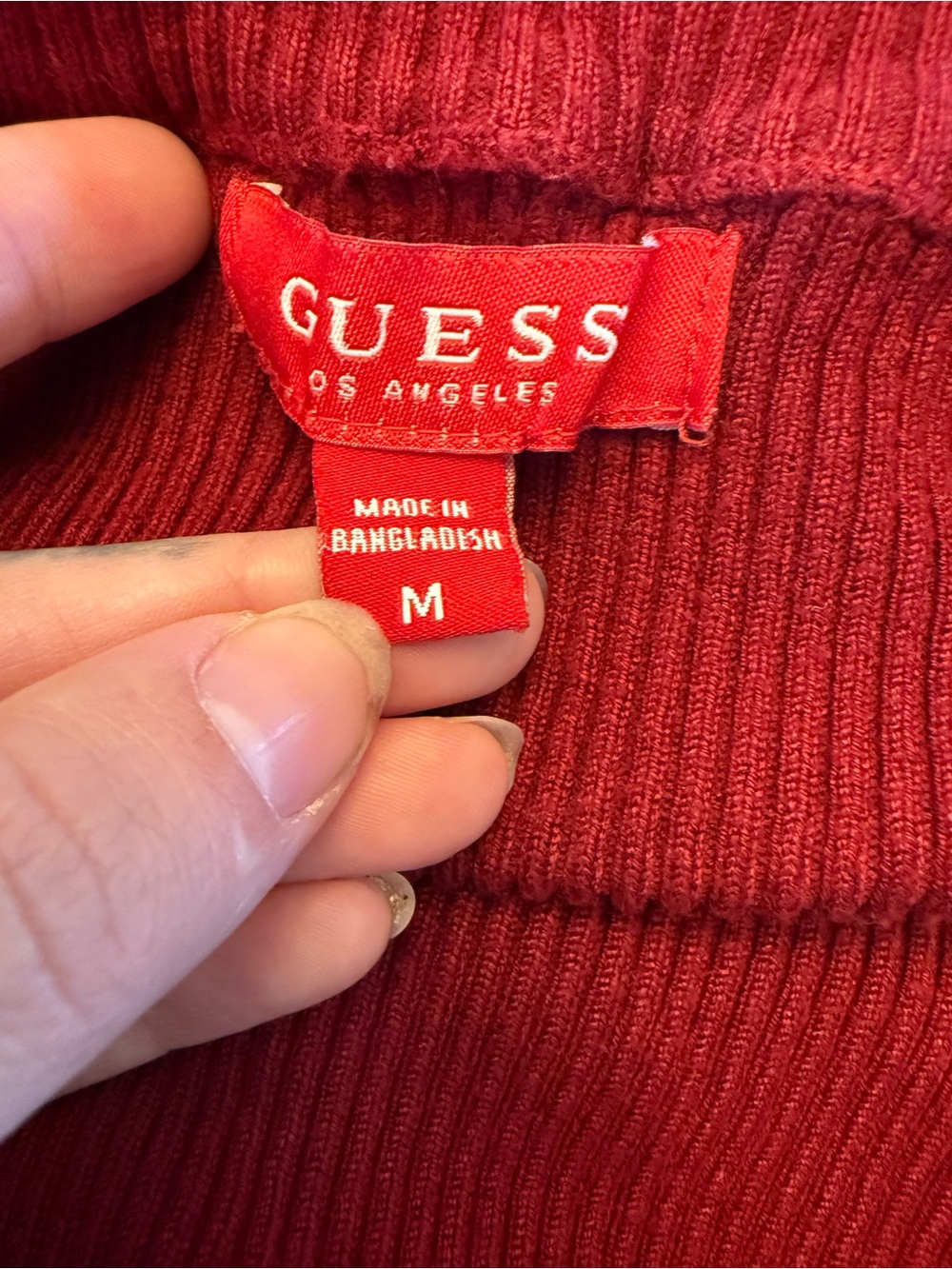 Guess Red Ribbed Sweater with Branded‎ Tag - M - Picture 2 of 7